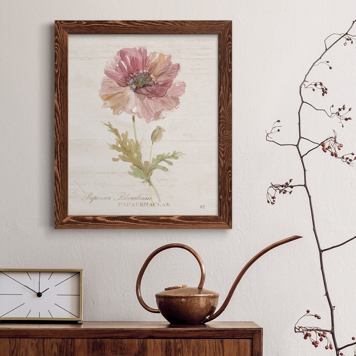 Soft Poppy - Premium Canvas Framed in Barnwood - Ready to Hang