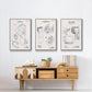 Toilet Paper Patent I - Framed Premium Gallery Wrapped Canvas L Frame 3 Piece Set - Ready to Hang