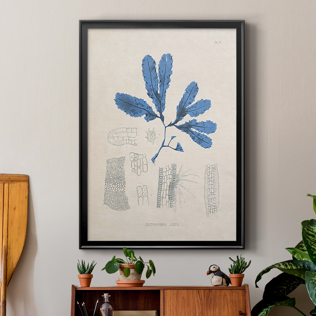 Blue Marine Algae VII - Modern Framed Canvas Print