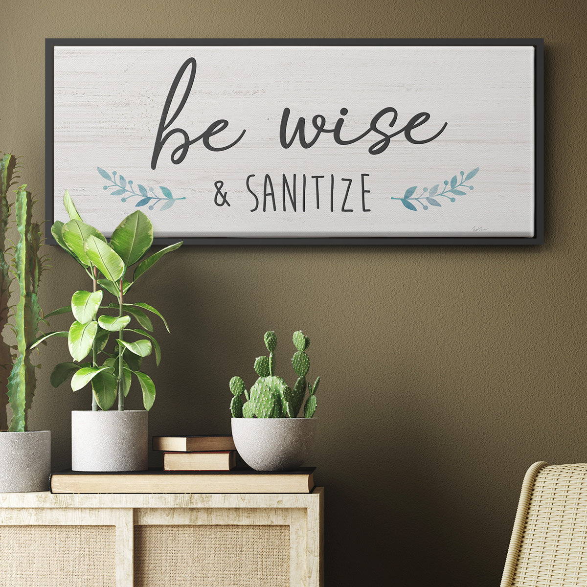 Be Wise & Sanitize - Floater Framed Canvas Print