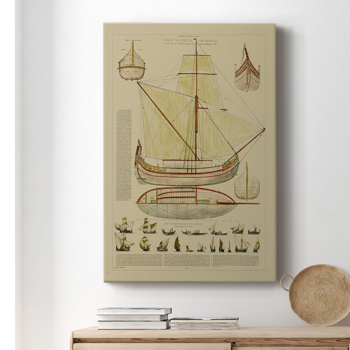 Antique Ship Plan I Premium Gallery Wrapped Canvas - Ready to Hang