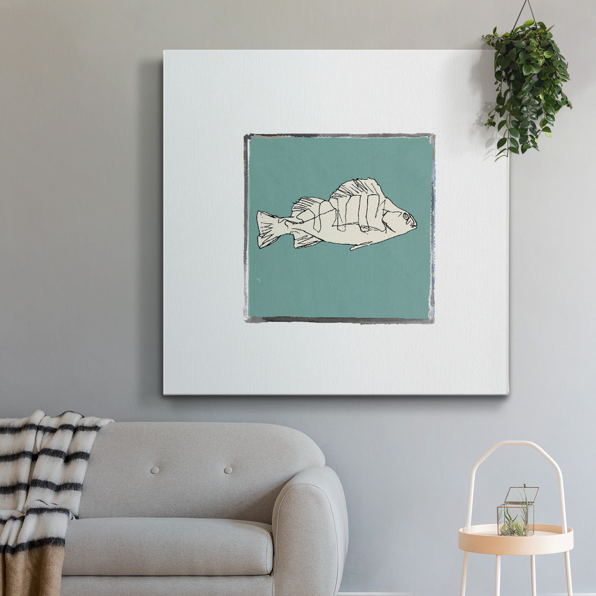 Block Print Fish III - Canvas Art Print