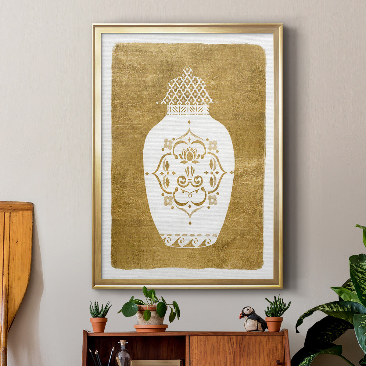 Golden Urn I - Modern Framed Canvas Print