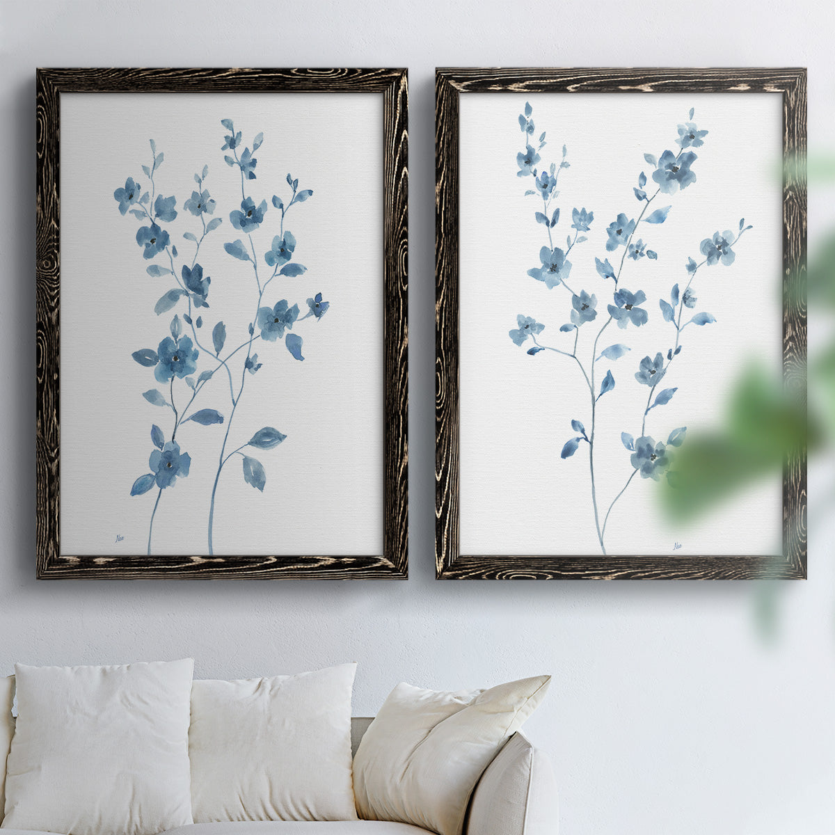 Blue Blossom I - Premium Framed Canvas 2 Piece Set - Ready to Hang