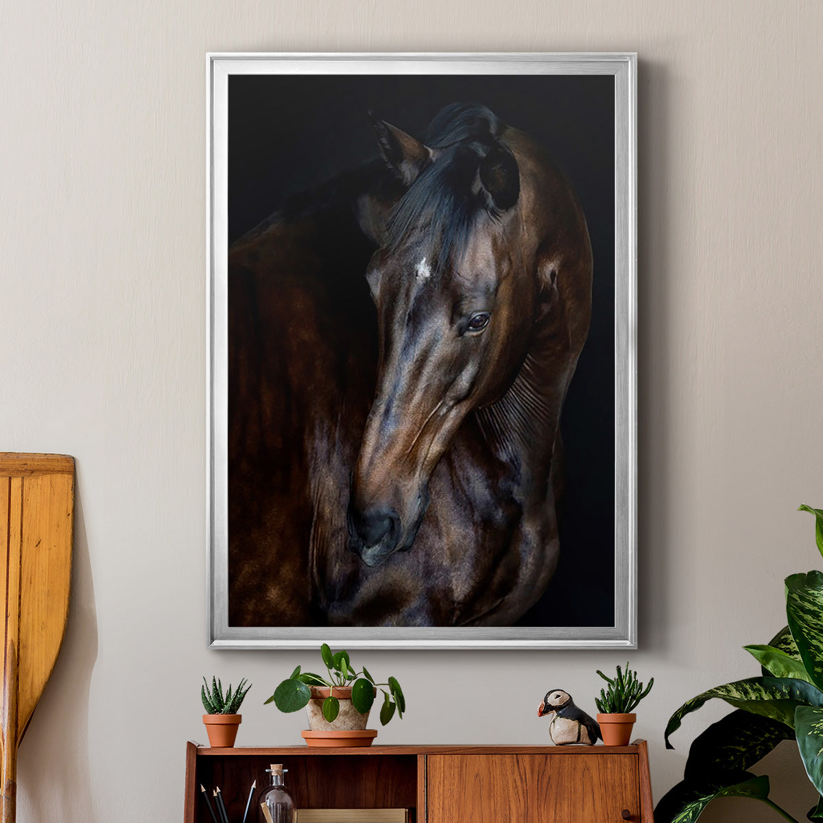 Sunlit Horses I - Modern Framed Canvas Print