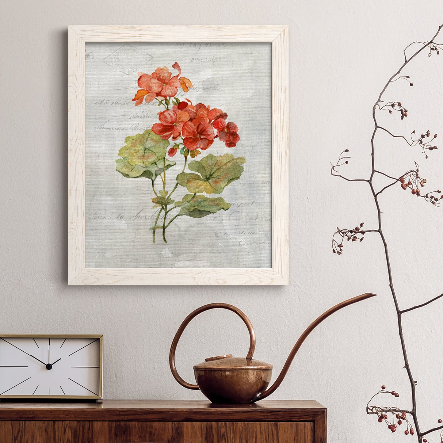 Linen Geranium - Premium Canvas Framed in Barnwood - Ready to Hang