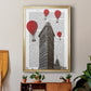 Flat Iron Building and Red Hot Air Balloons - Modern Framed Canvas Print