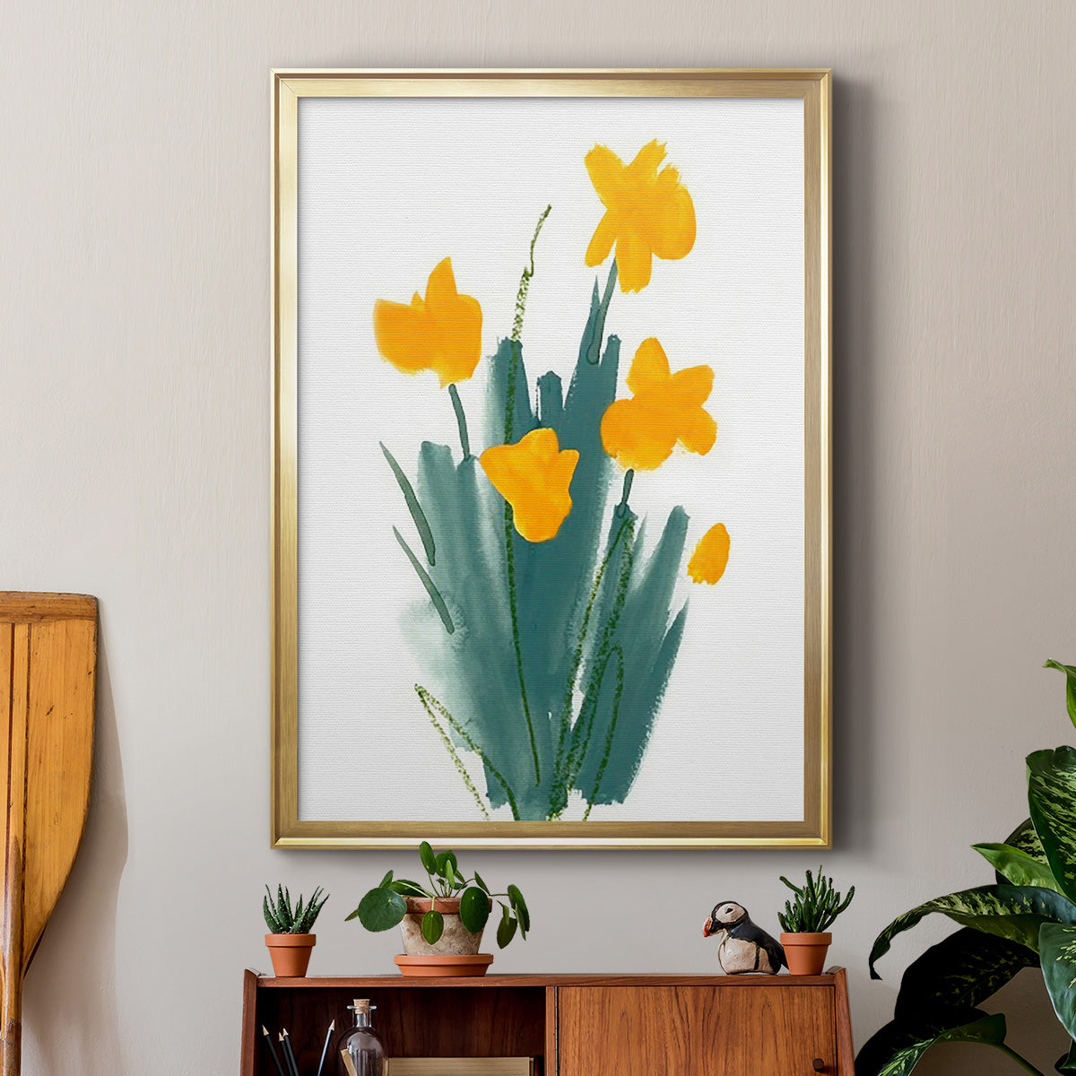 Daffodil Bunch II - Modern Framed Canvas Print