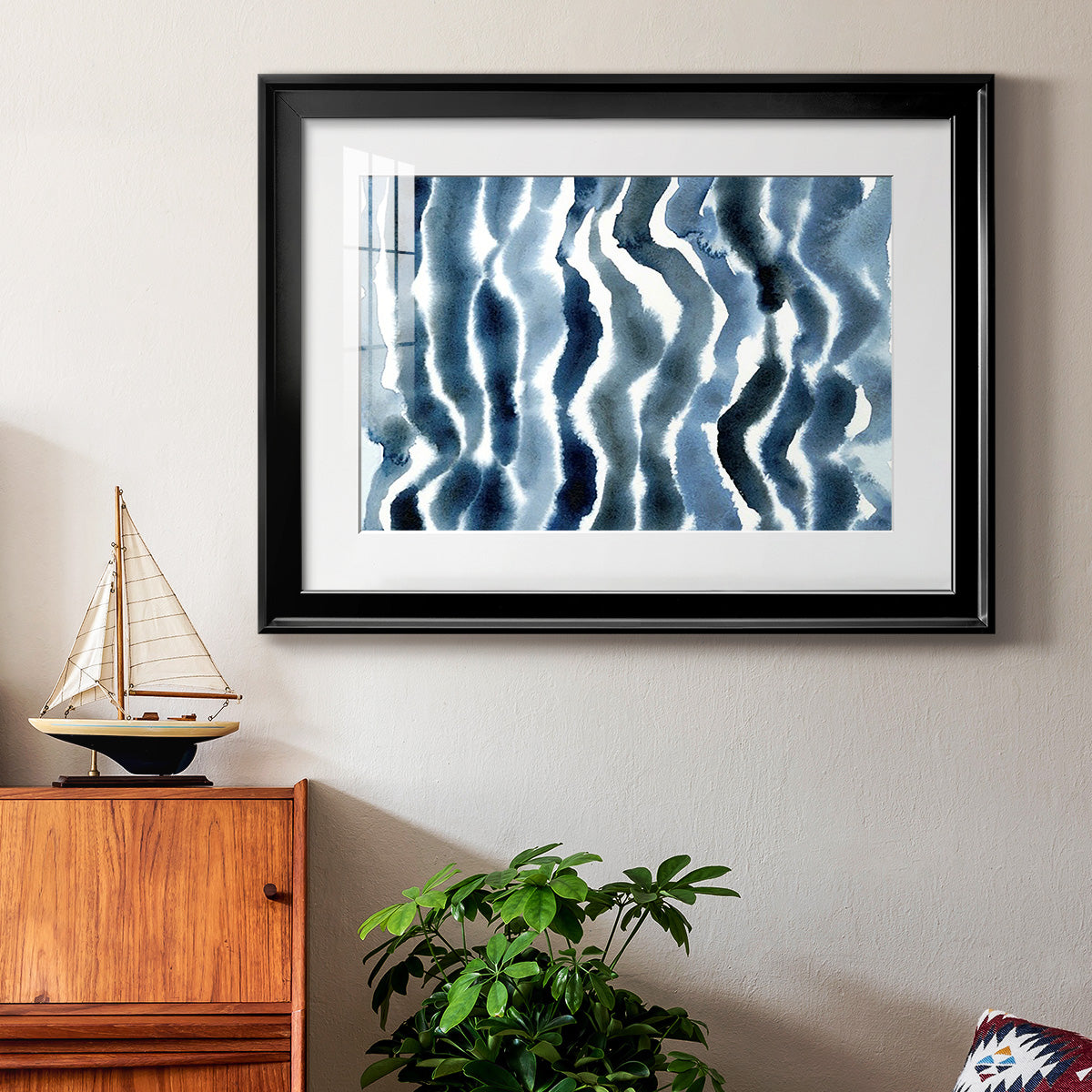 True Blue Wave II - Modern Framed Art Print