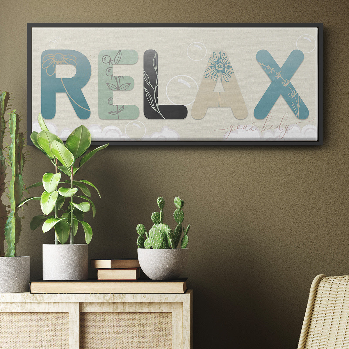 Relax Your Body - Floater Framed Canvas Print