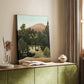 Canvas art print of a calm outdoor scene with simple forms and muted color styled in a home decor setting.