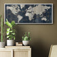 Old World Map Blue - Floater Framed Canvas Print