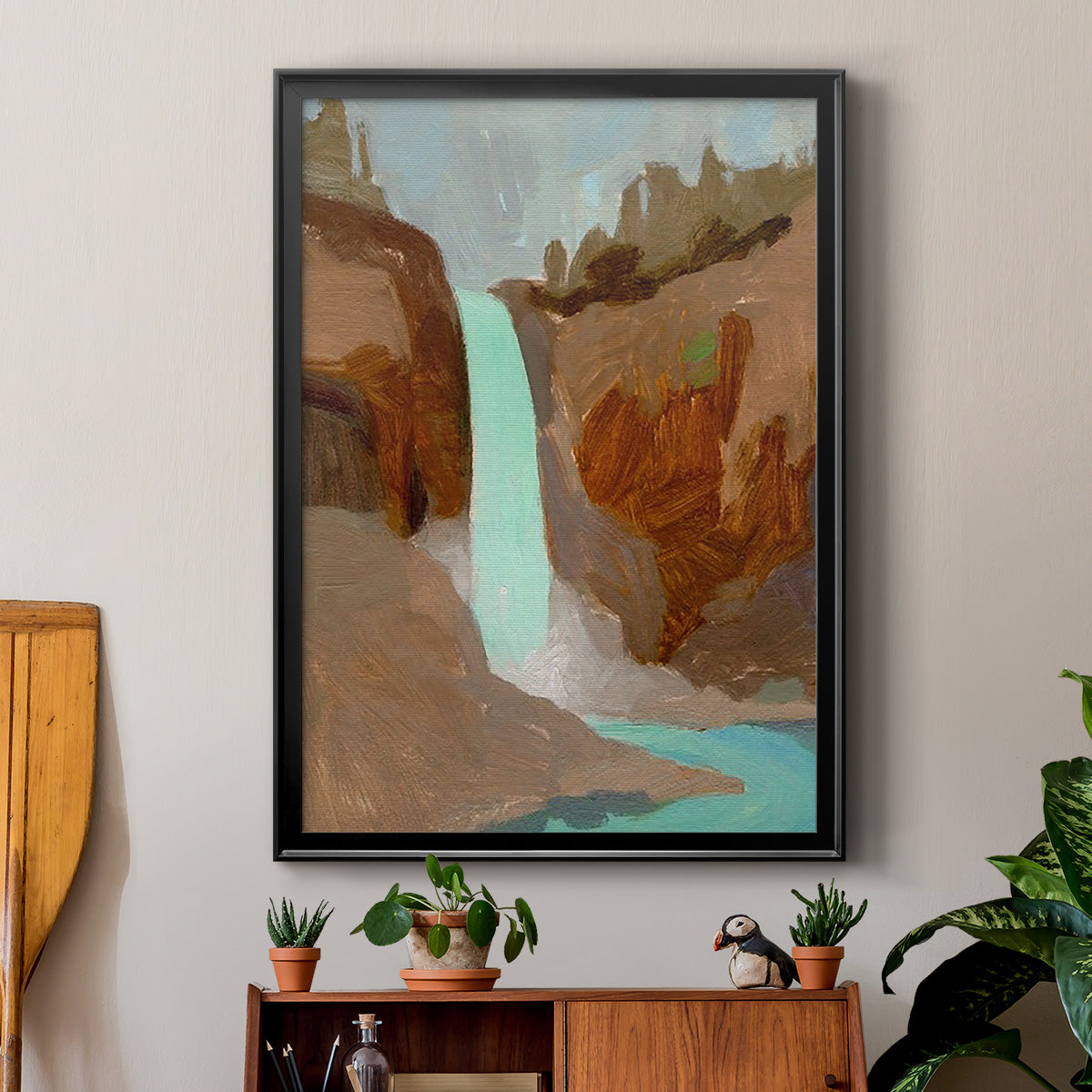 Turquoise Falls I - Modern Framed Canvas Print