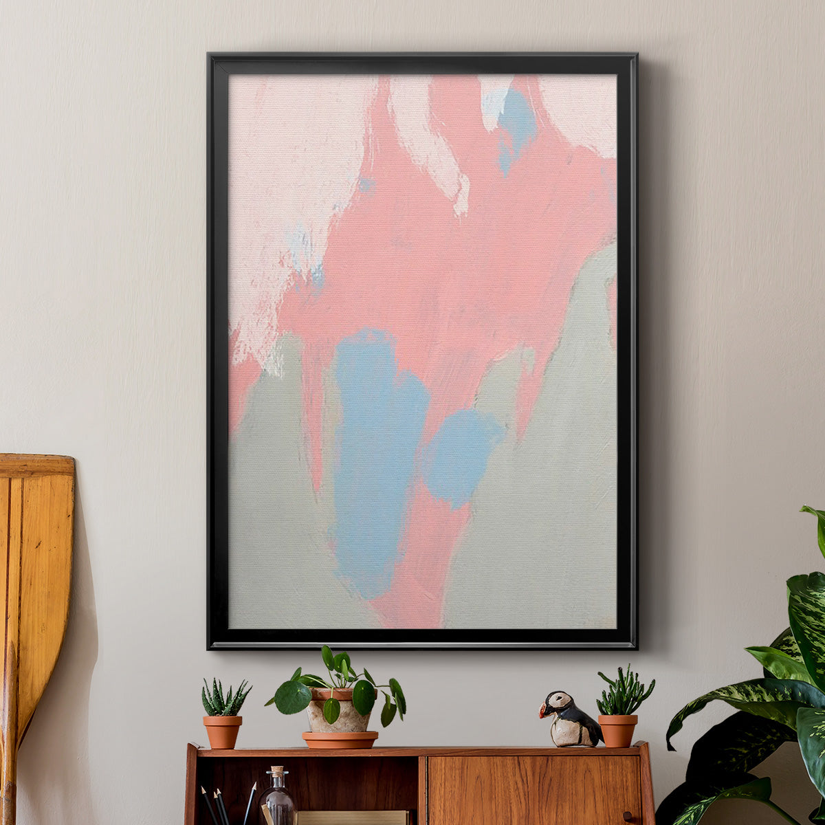 Blushing Abstract III - Modern Framed Canvas Print