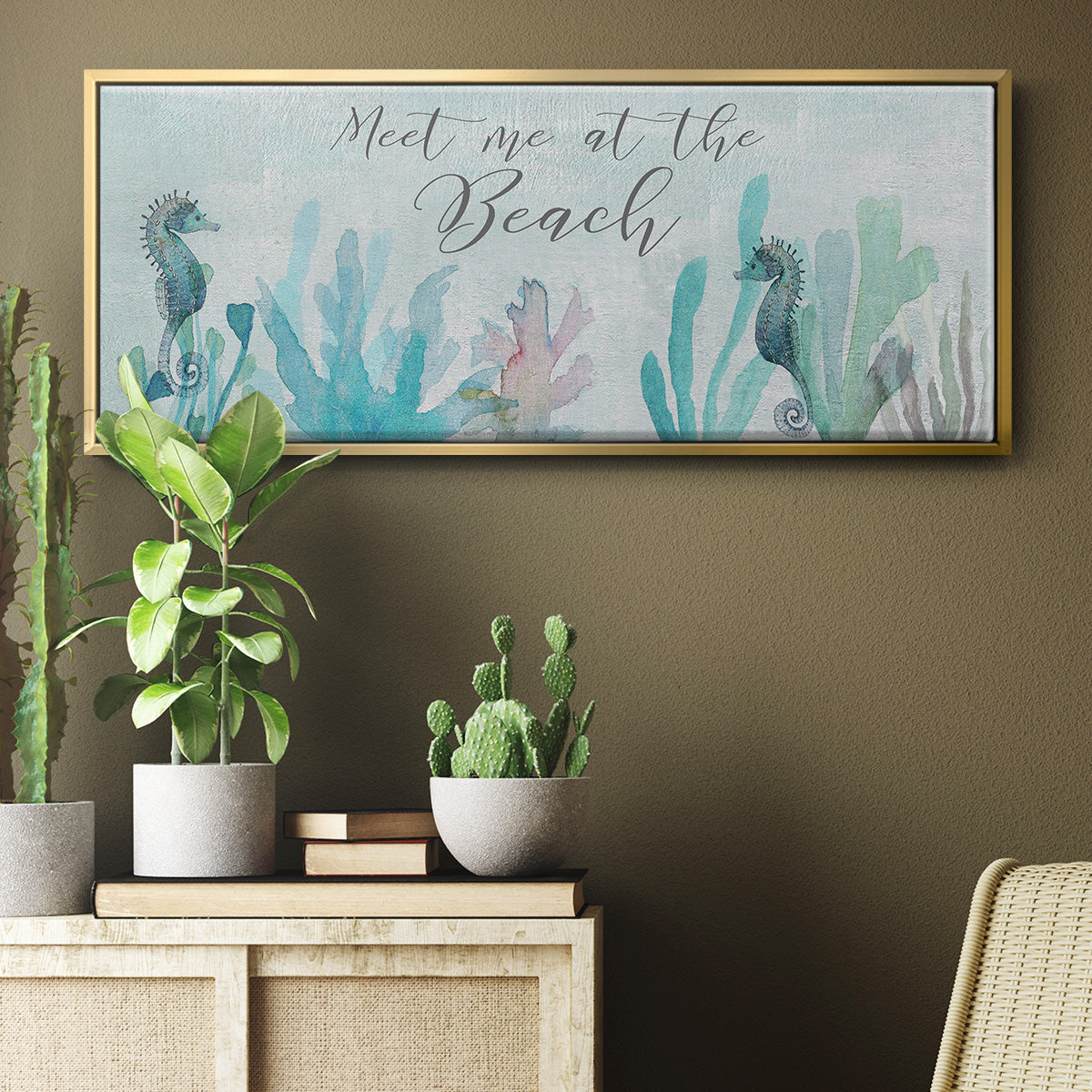 Seahorses and Coral - Floater Framed Canvas Print