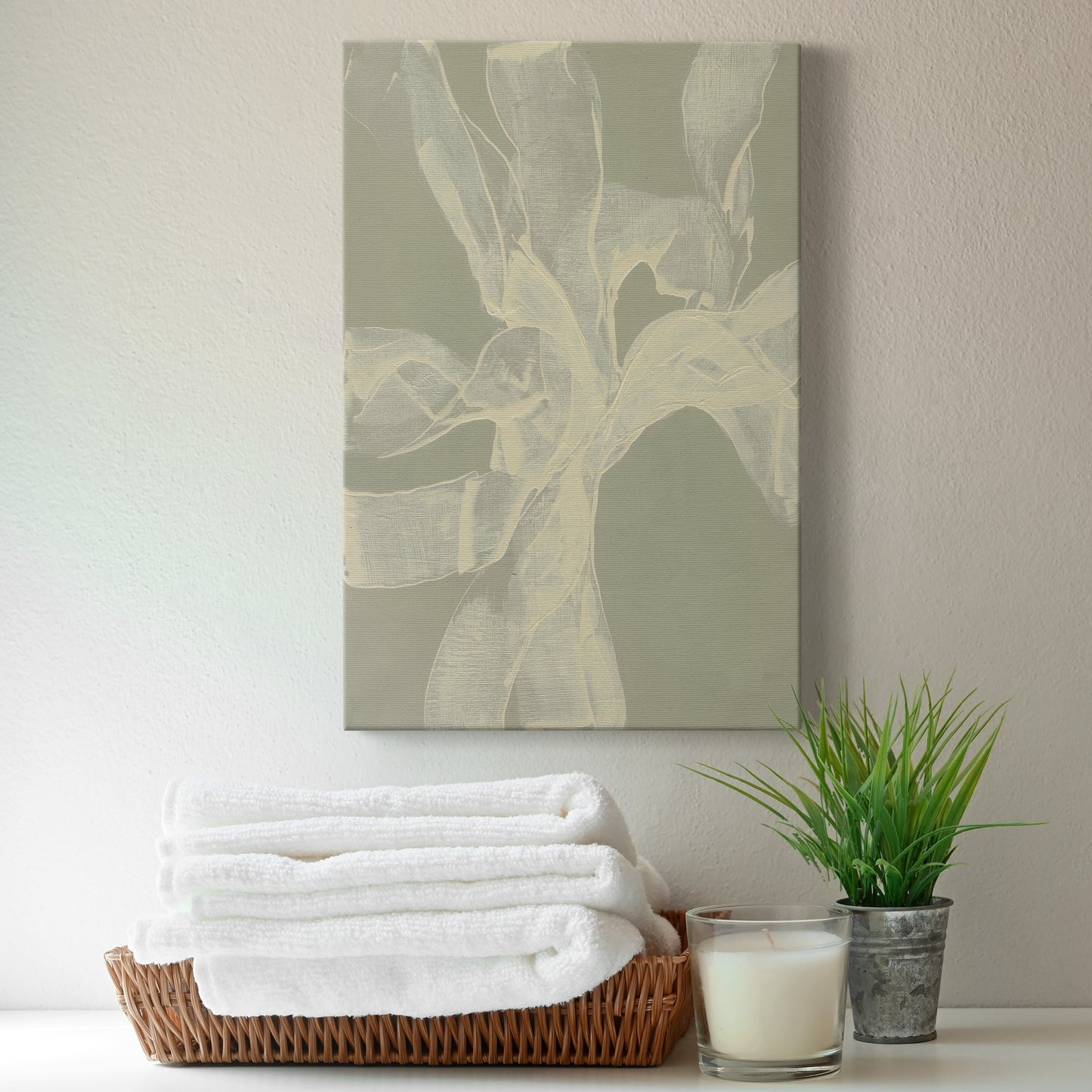 White Ribbon on Celadon II - Canvas Art Print