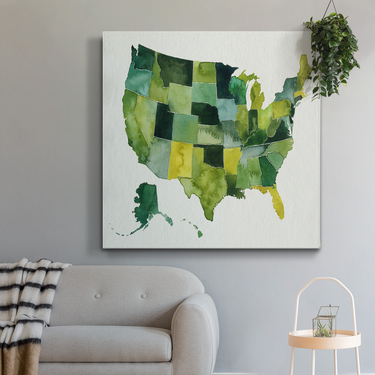 USA in Watercolor I-Premium Gallery Wrapped Canvas - Ready to Hang