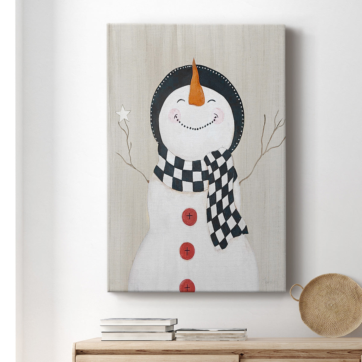 Festive Snowman II Premium Gallery Wrapped Canvas - Ready to Hang