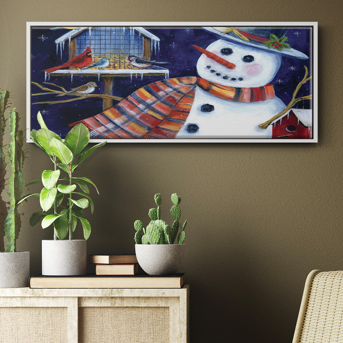 Snow Friends - Floater Framed Canvas Print