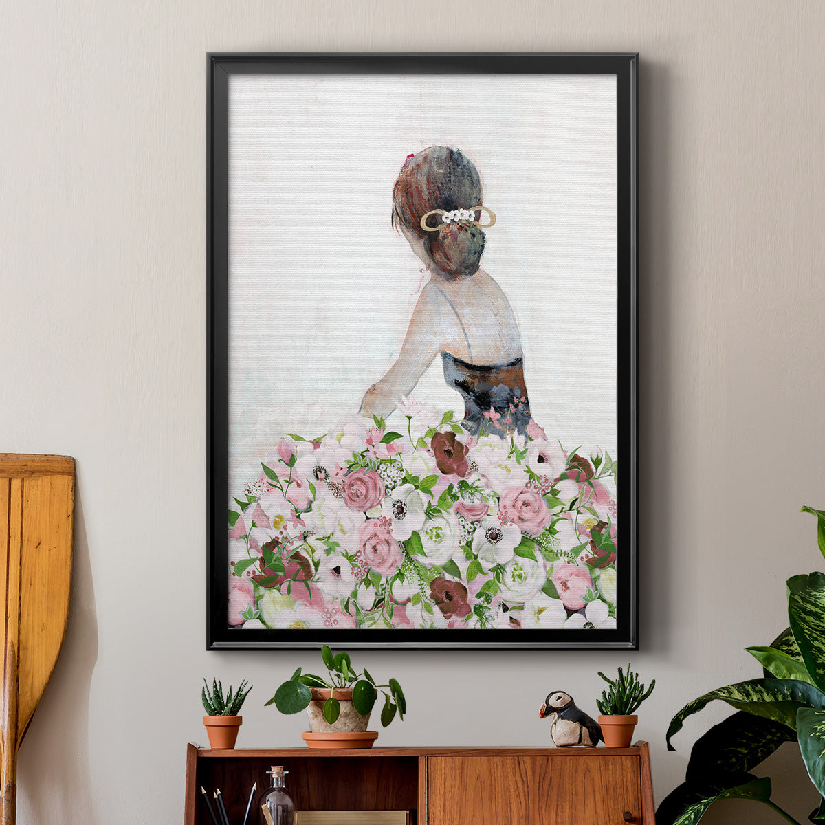 Beautiful Floral Contemplation II - Modern Framed Canvas Print