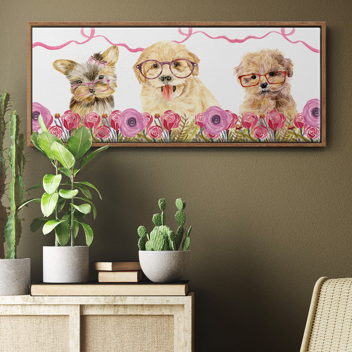 Puppy Valentine Collection D - Floater Framed Canvas Print