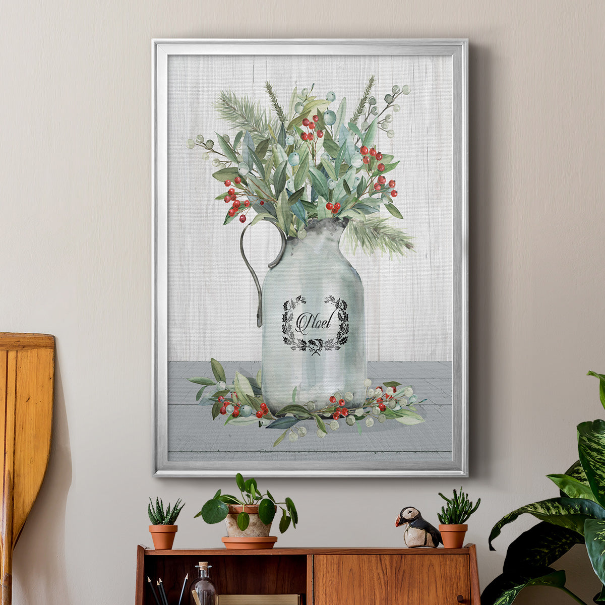 Farmhouse Christmas Noel - Modern Framed Canvas Print