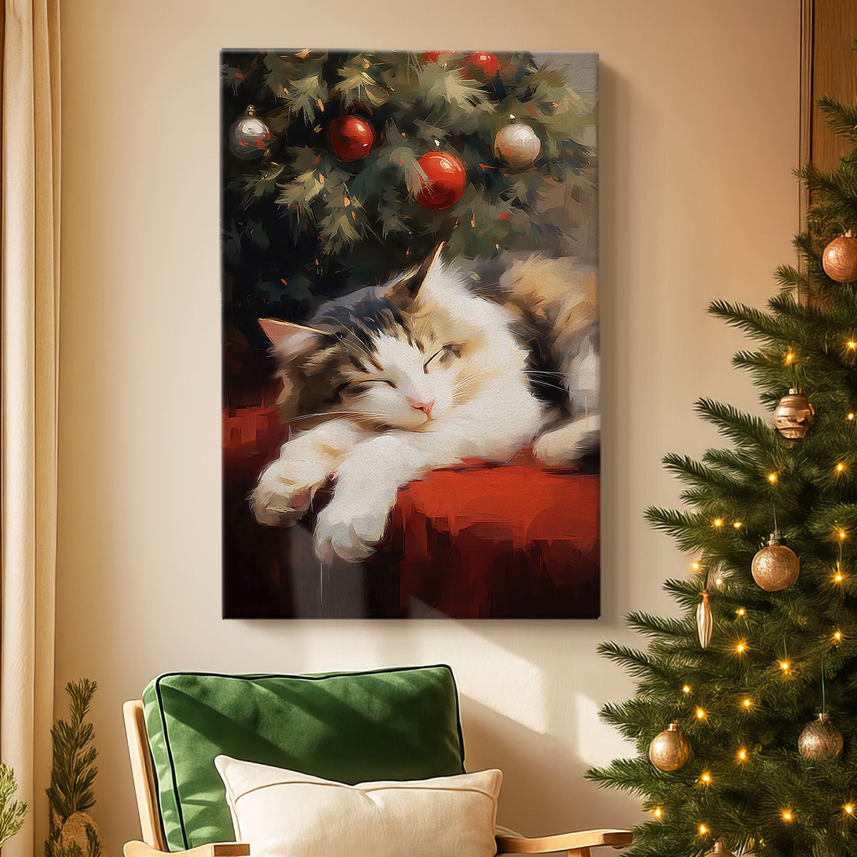 Candlelit Mistletoe Promise - Canvas Art Print