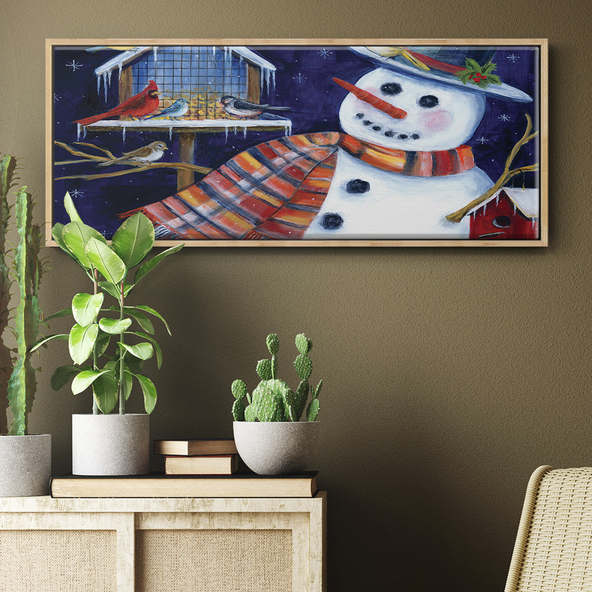 Snow Friends - Floater Framed Canvas Print