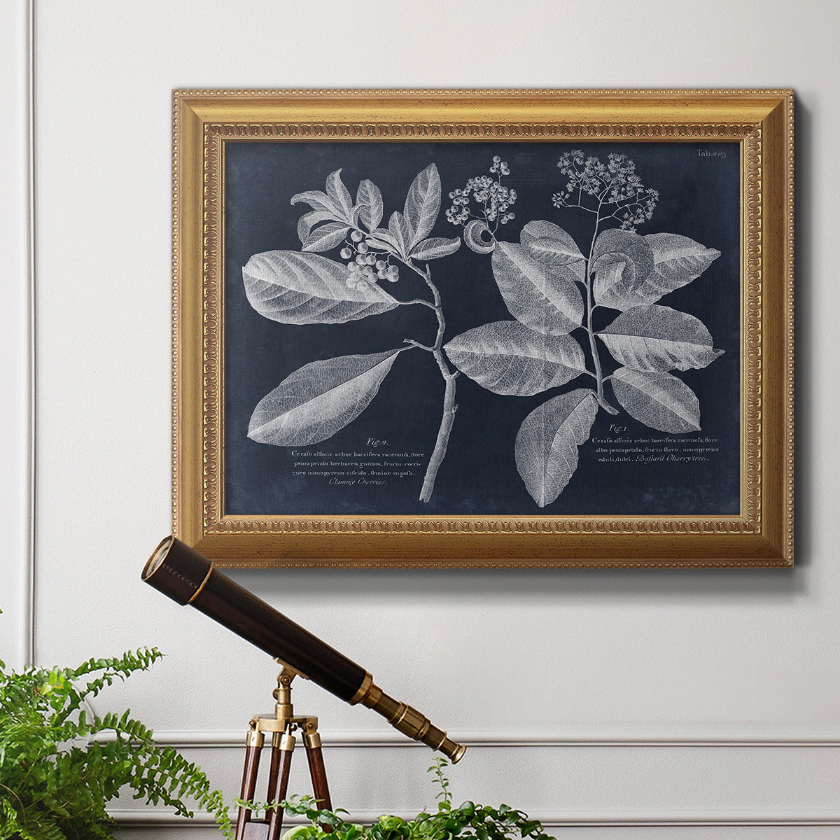 Foliage on Navy IV Premium Framed Canvas- Ready to Hang