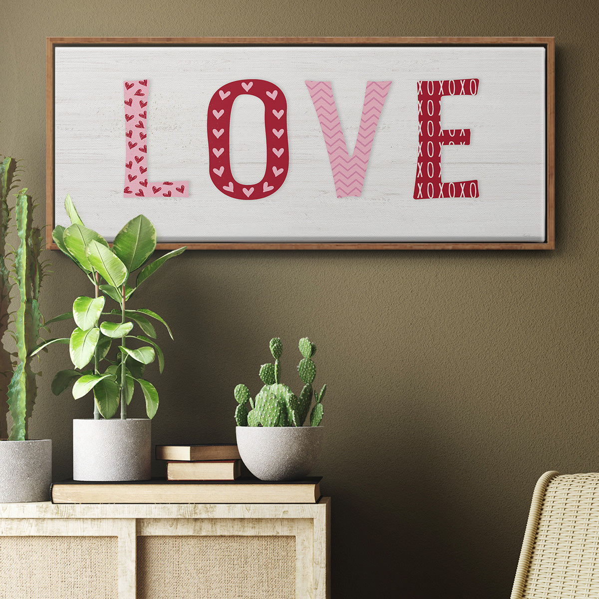 Patterned Love - Floater Framed Canvas Print
