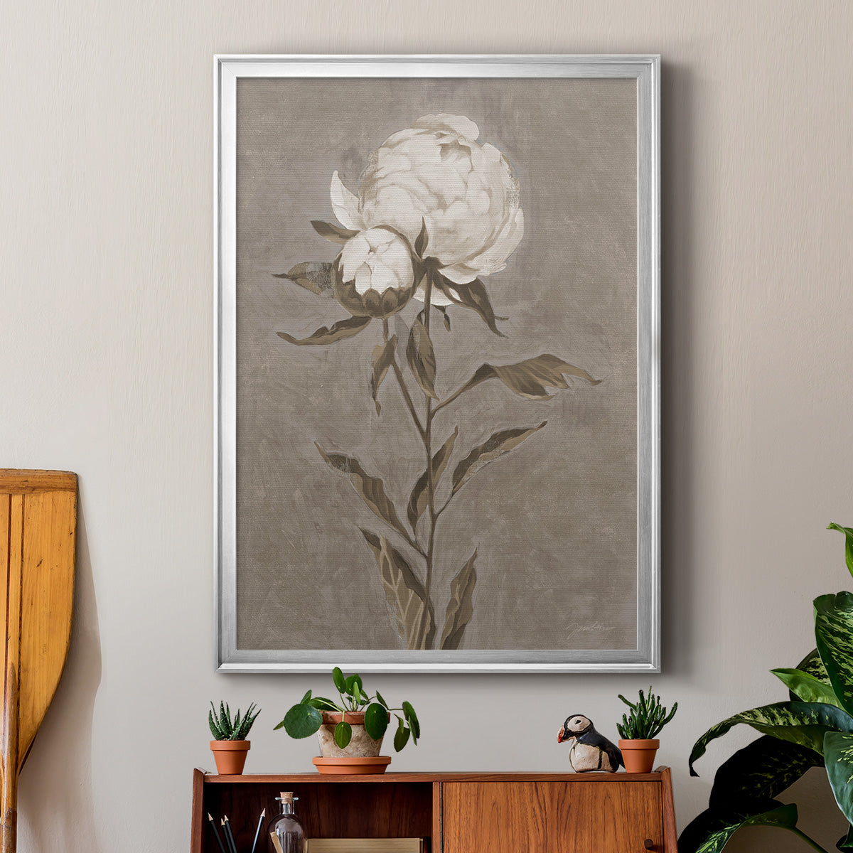 Pretty As A Peony II - Modern Framed Canvas Print