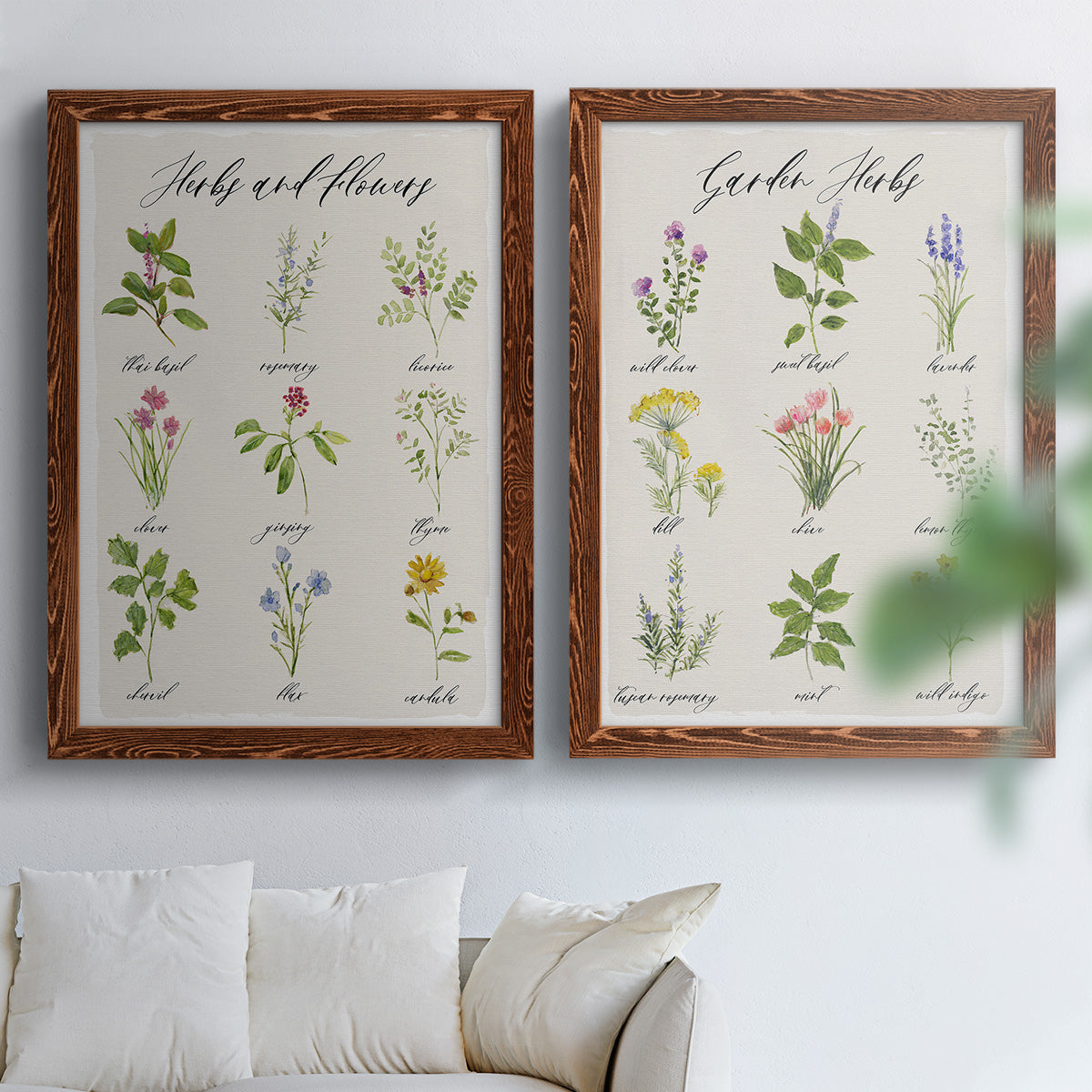 Herbs and Flowers - Premium Framed Canvas 2 Piece Set - Ready to Hang