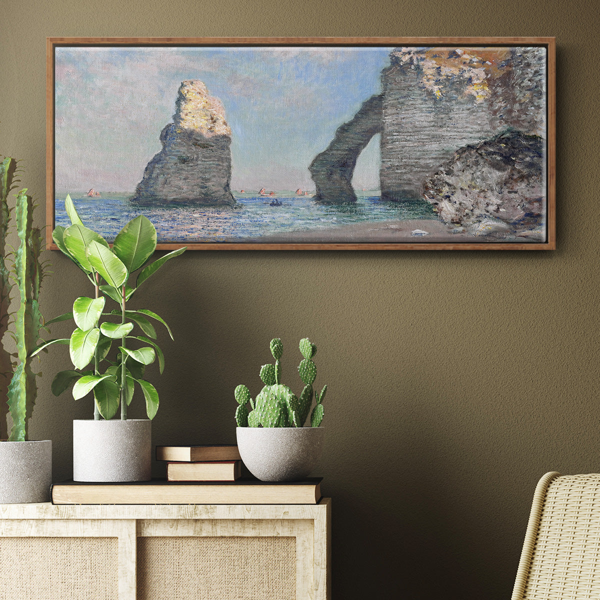 The Rock Needle and the Porte d'Aval, 1885 (Clark Art Institute version) - Floater Framed Canvas Print