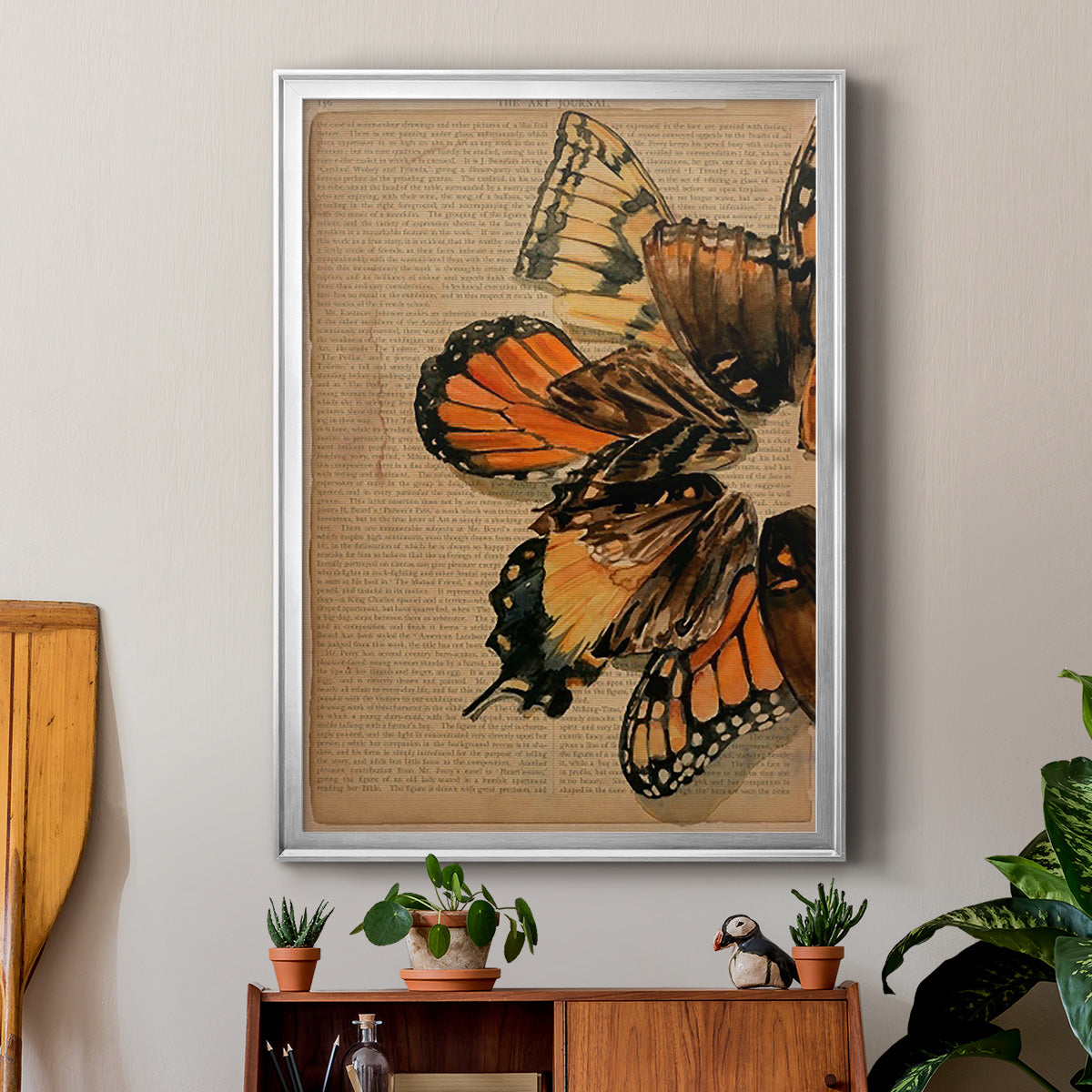 Winged Wreath II - Modern Framed Canvas Print