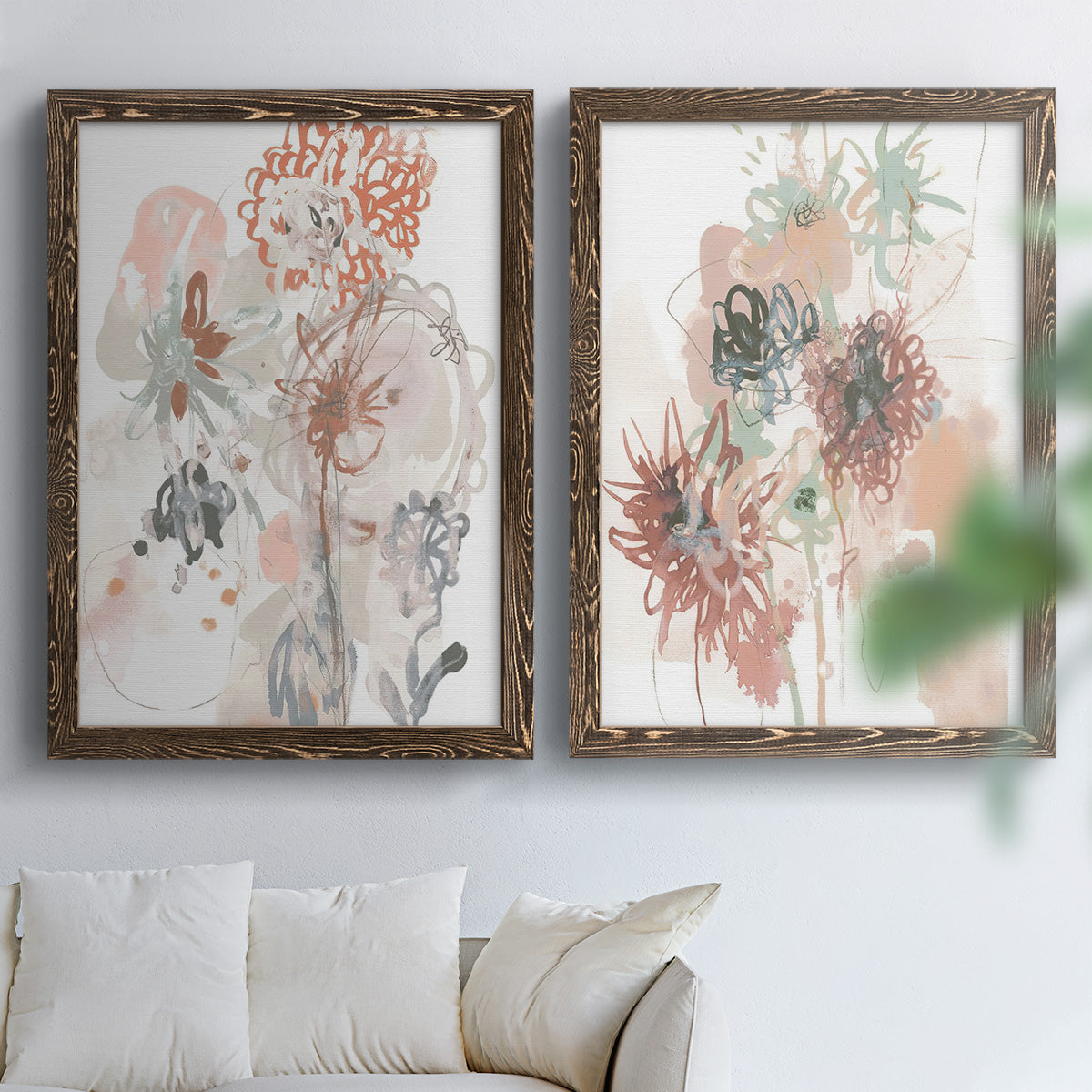 Petal Drift III - Premium Framed Canvas 2 Piece Set - Ready to Hang