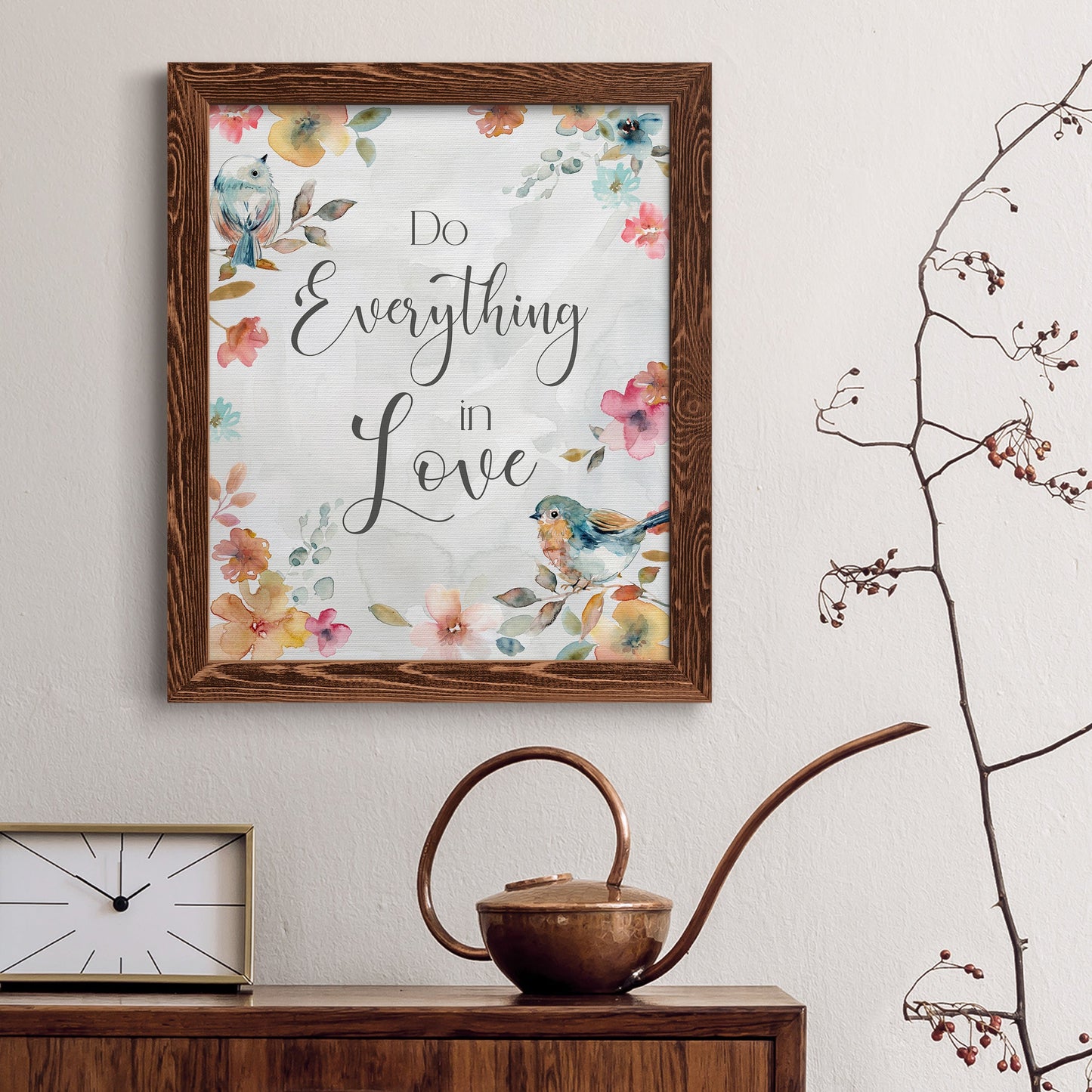 Spring Bird Love - Premium Canvas Framed in Barnwood - Ready to Hang