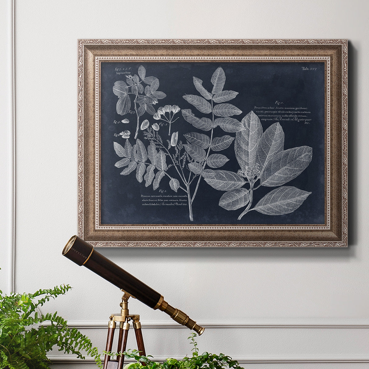 Foliage on Navy V Premium Framed Canvas- Ready to Hang