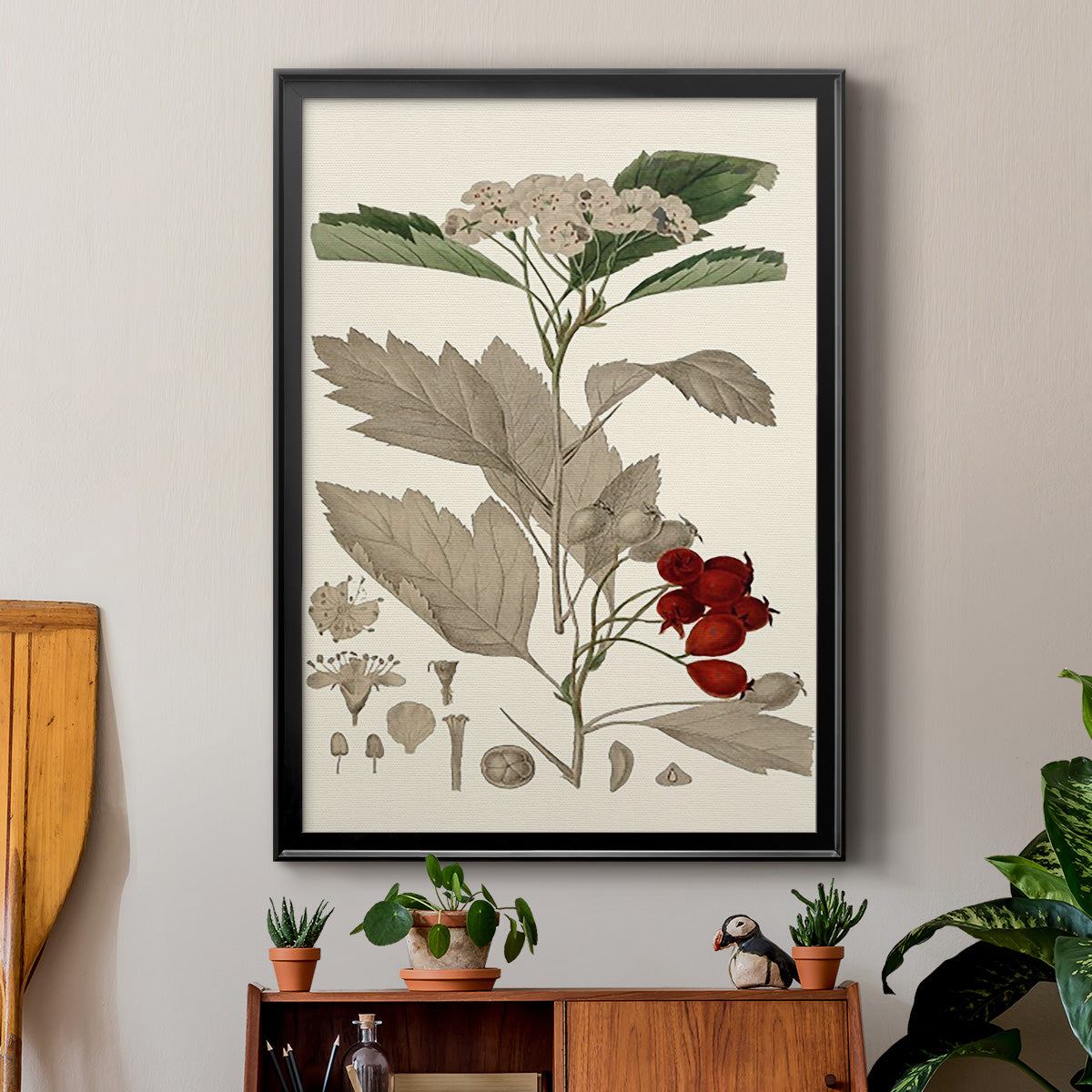 Leaves & Berries I - Modern Framed Canvas Print