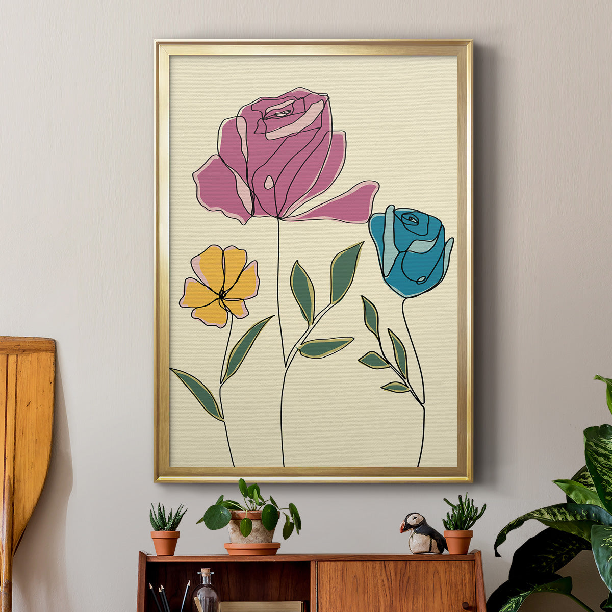 Colored Floral II - Modern Framed Canvas Print