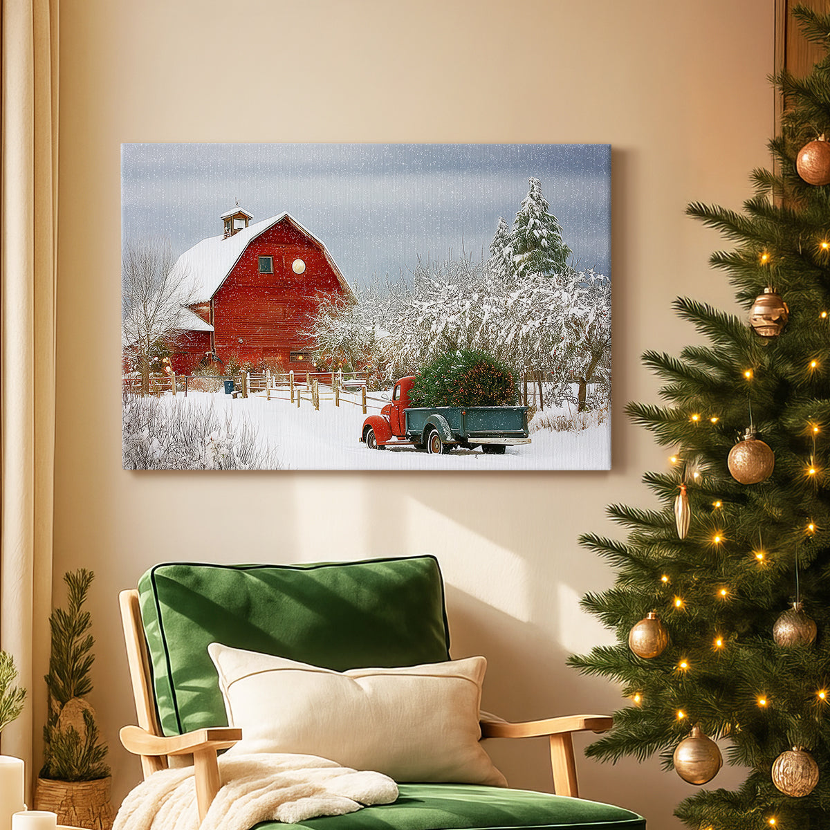 Soft Linen Village Serenade - Canvas Art Print