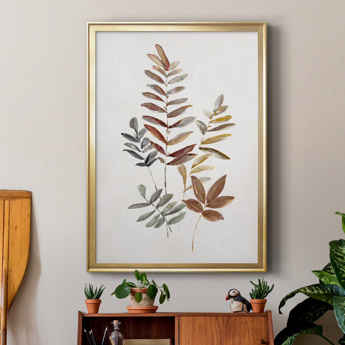 Autumn Leaves I - Modern Framed Canvas Print