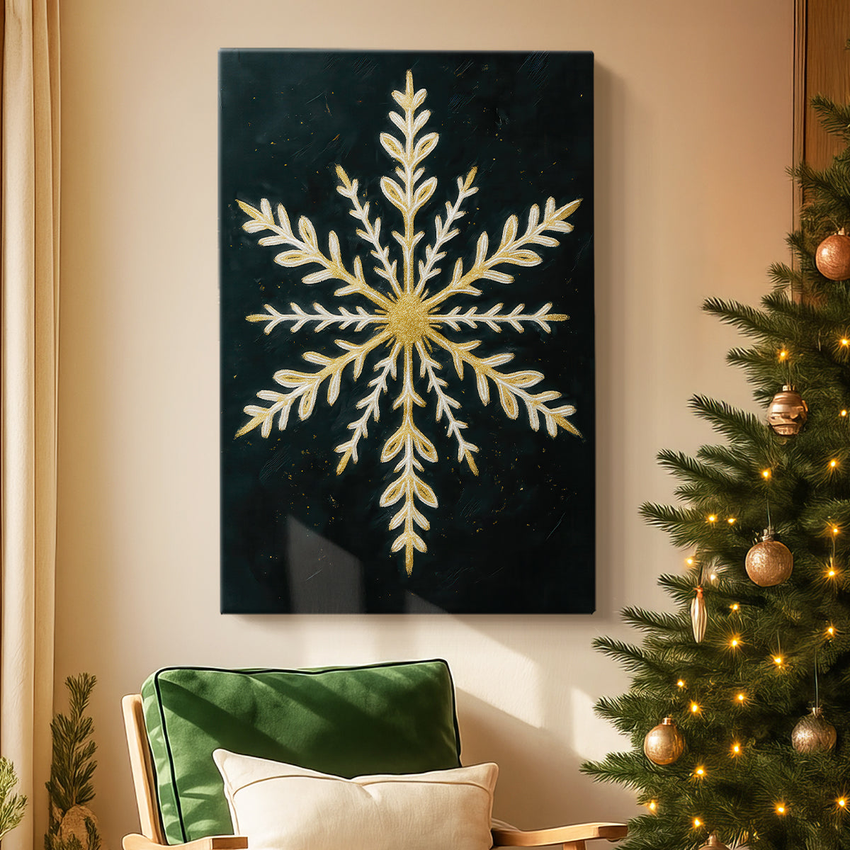 Pale Winter Garland of Cottage - Canvas Art Print