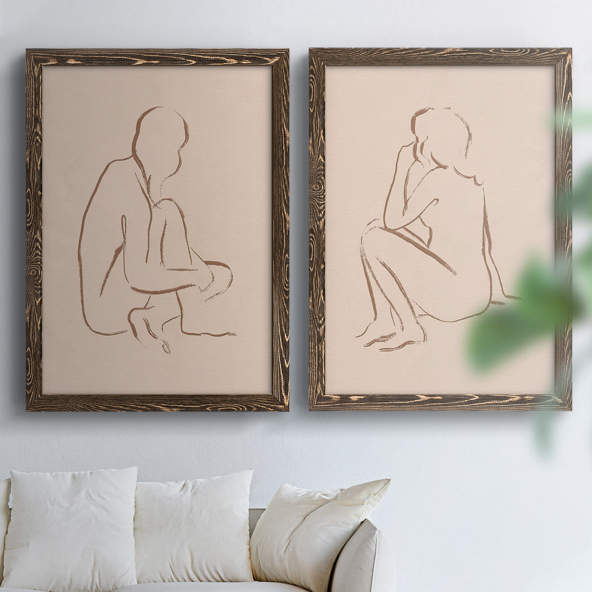 Sketched Pose I - Premium Framed Canvas 2 Piece Set - Ready to Hang