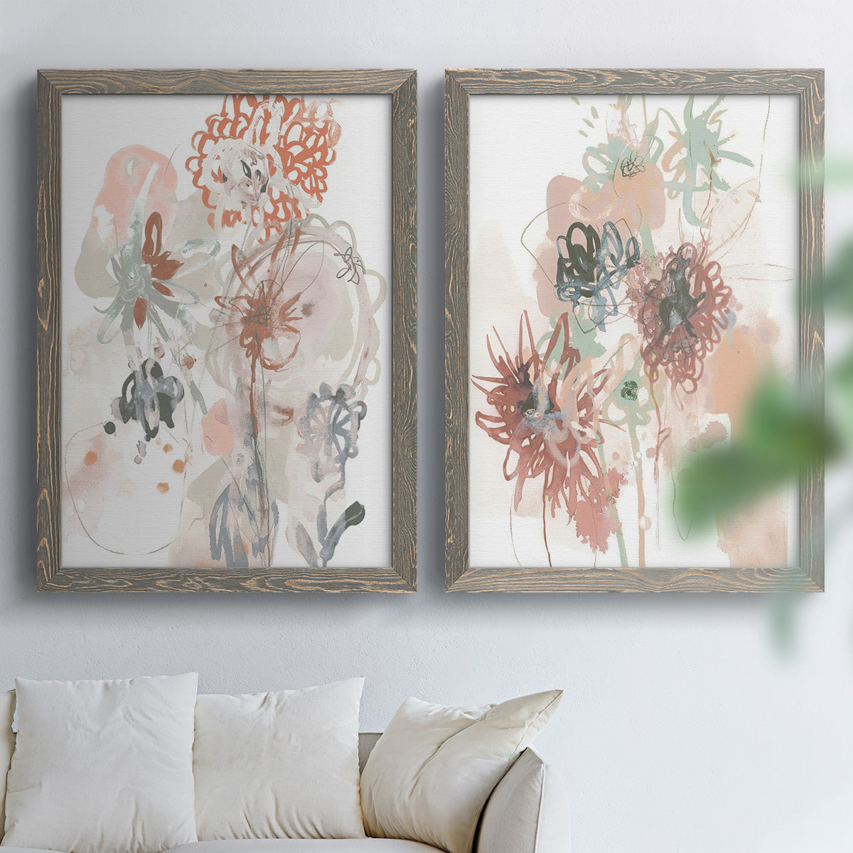 Petal Drift III - Premium Framed Canvas 2 Piece Set - Ready to Hang