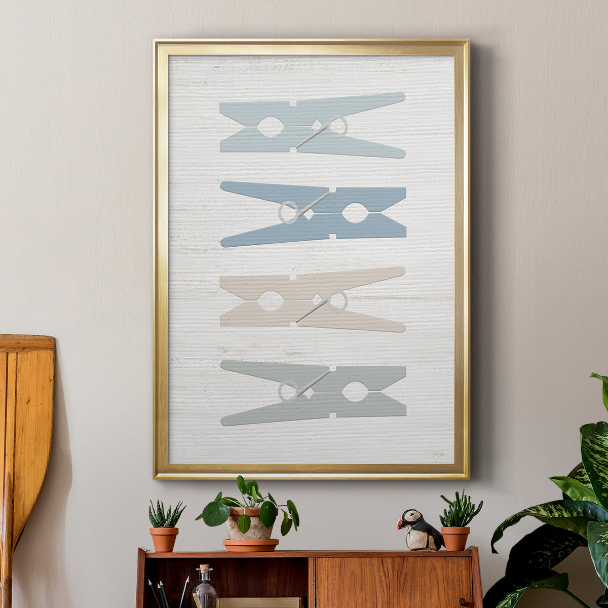 Laundry Pins - Modern Framed Canvas Print