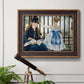 Impressionist urban scene near a railway by Édouard Manet in an ornate bronzed mahogany wood frame displayed in a light-toned interior setting.