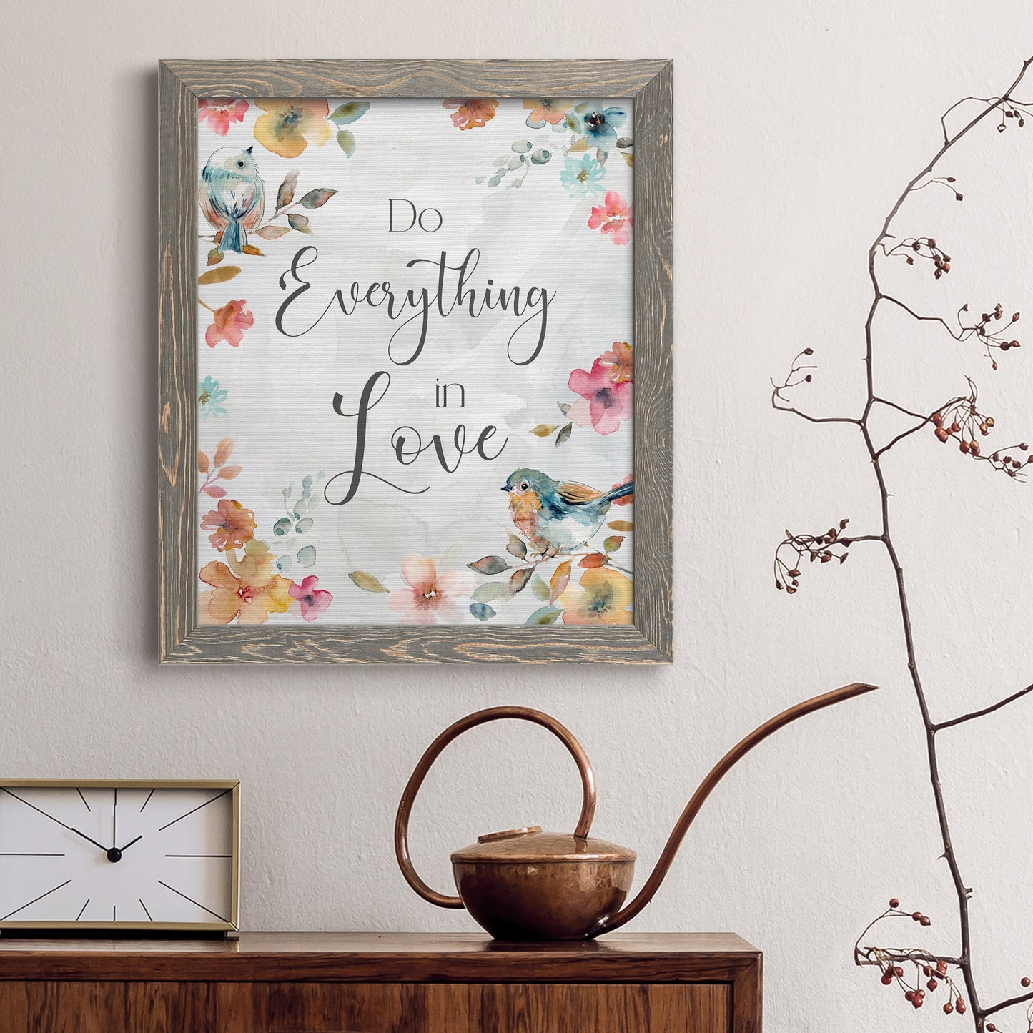 Spring Bird Love - Premium Canvas Framed in Barnwood - Ready to Hang