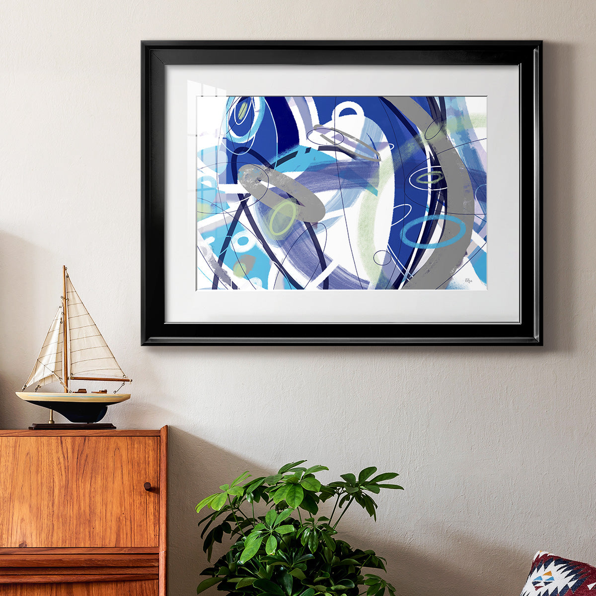 Blue Flow - Modern Framed Art Print