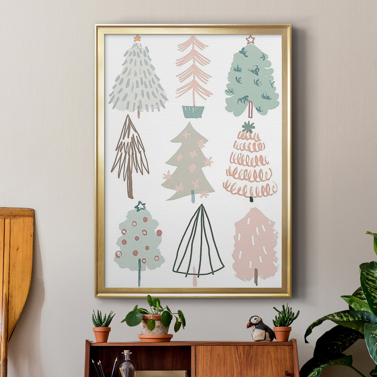 Christmas Tree Sketchbook I - Modern Framed Canvas Print