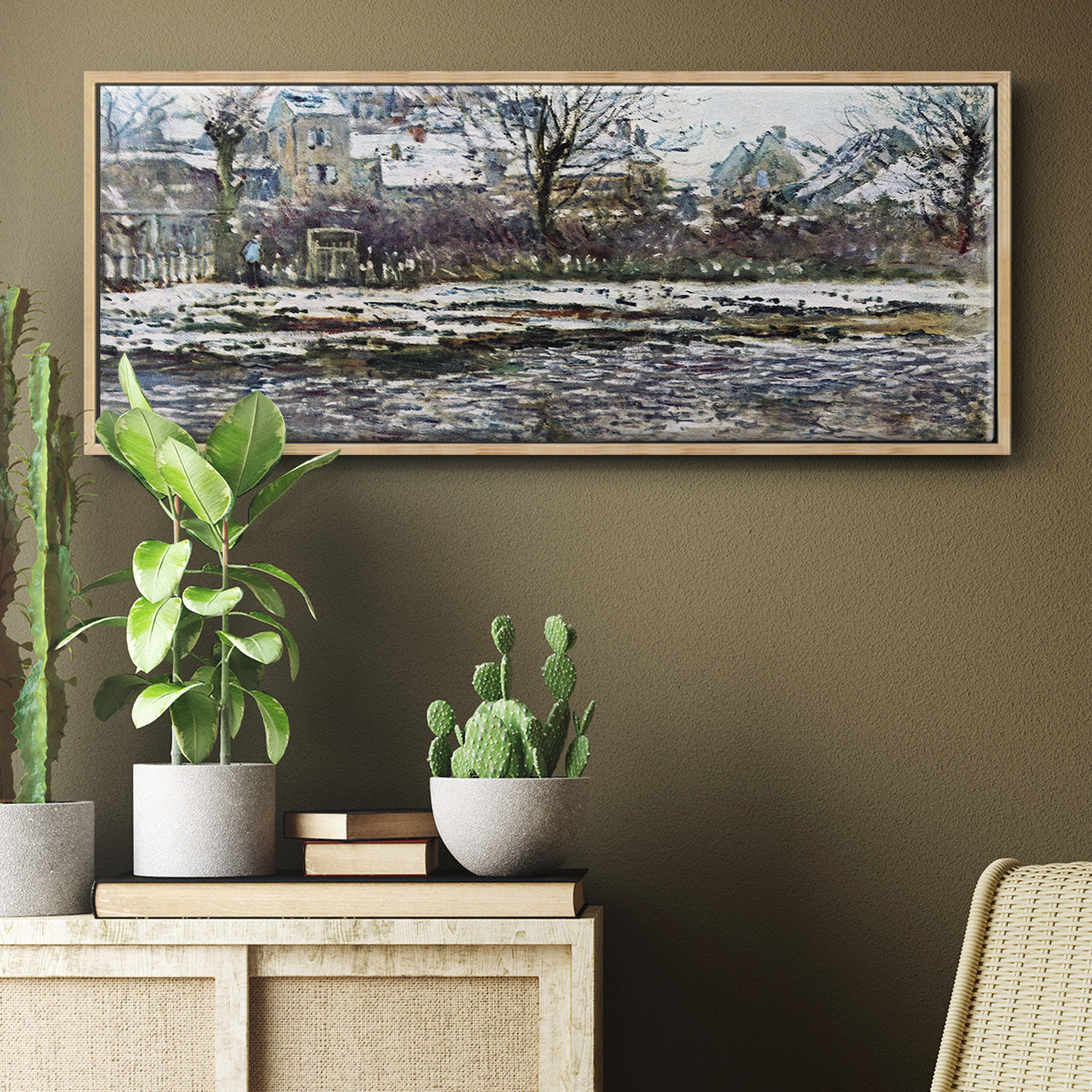 Snow in Vétheuil - Floater Framed Canvas Print
